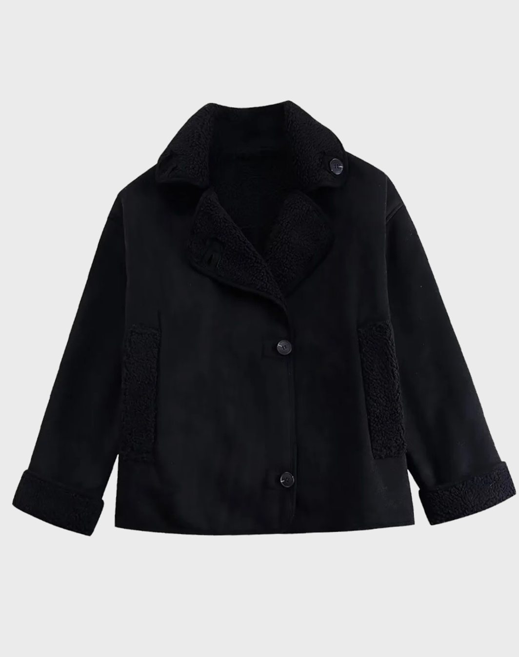 Amelia | Women's Faux Suede Sherpa-Lined Oversized Moto Jacket