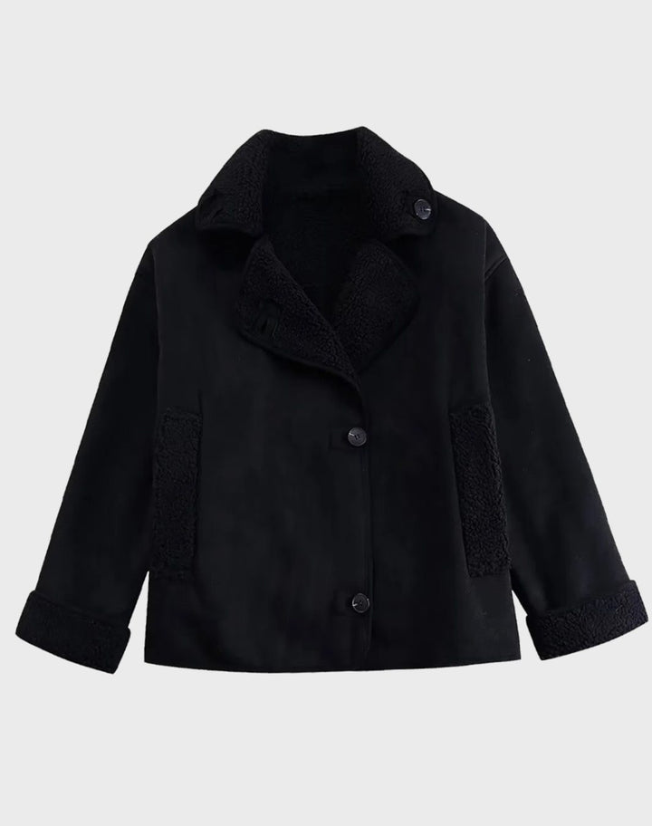 Amelia | Women's Faux Suede Sherpa-Lined Oversized Moto Jacket