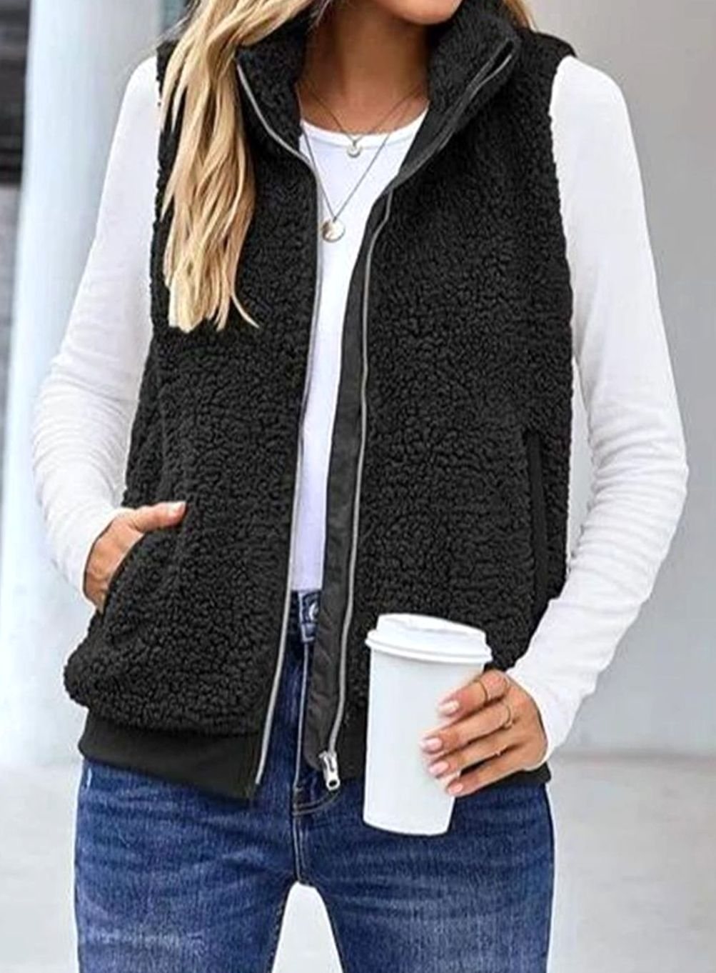 Evelyn | Women's Fleece Full-Zip Gilet Stand Collar Sleeveless Vest