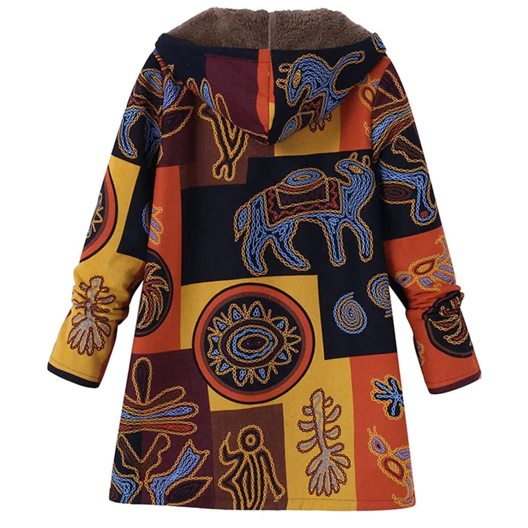 Luna | Women's Fleece-Lined Hooded Floral Coat Long Winter Jacket