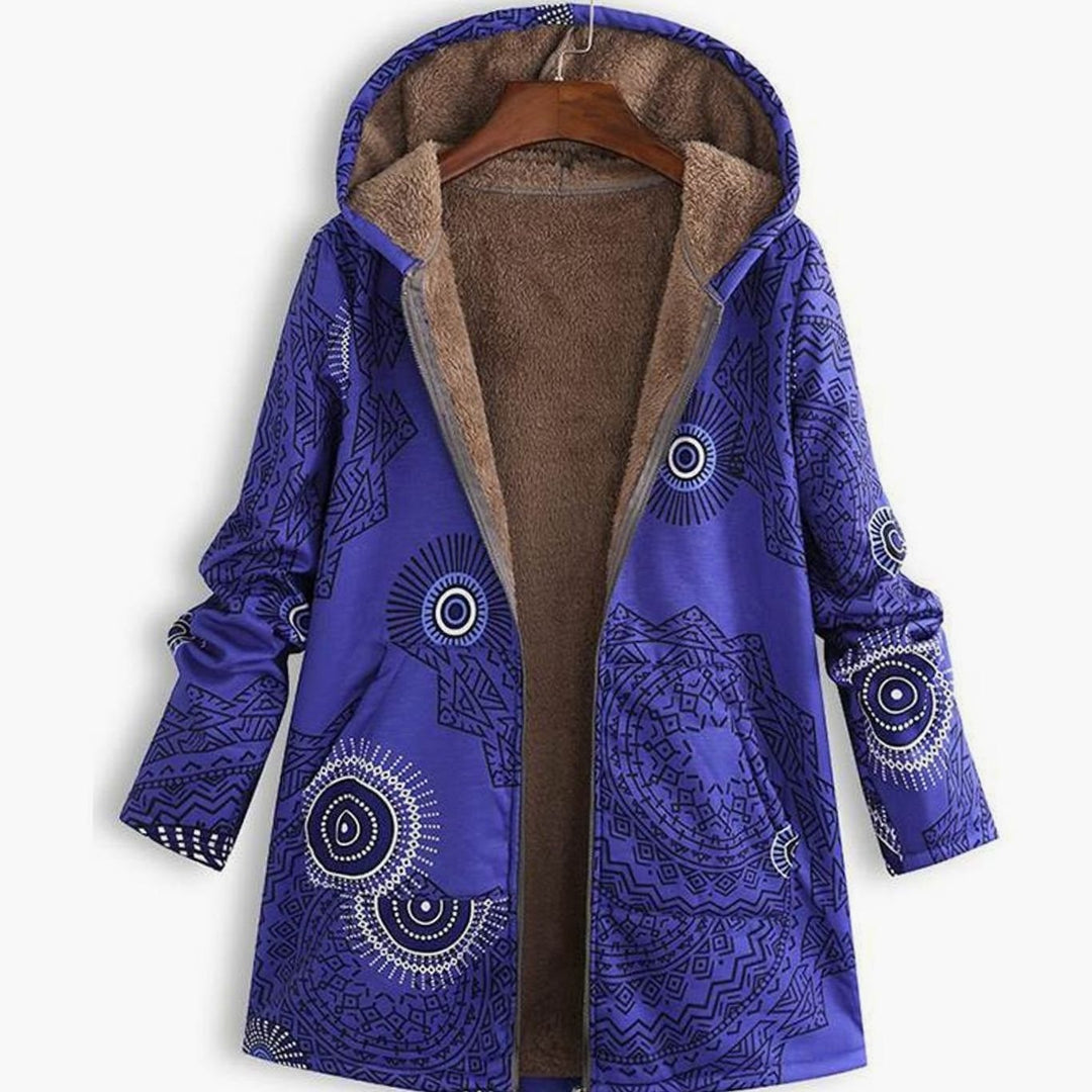 Luna | Women's Fleece-Lined Hooded Floral Coat Long Winter Jacket