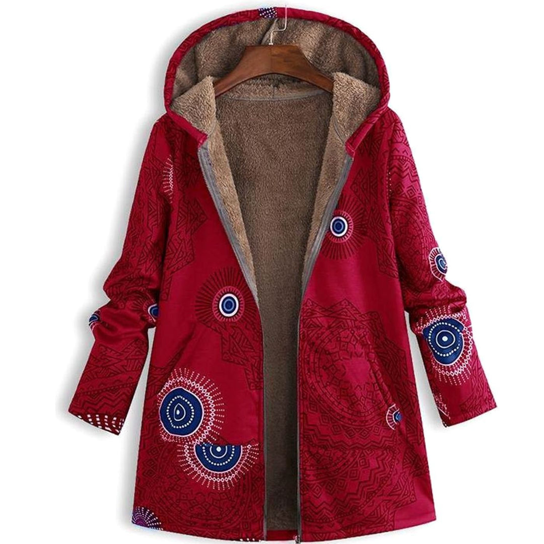 Luna | Women's Fleece-Lined Hooded Floral Coat Long Winter Jacket