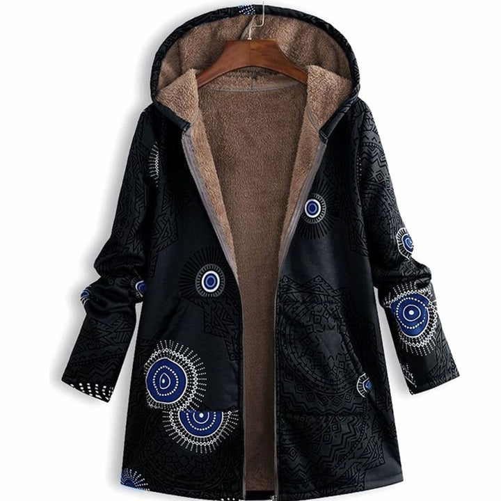 Luna | Women's Fleece-Lined Hooded Floral Coat Long Winter Jacket