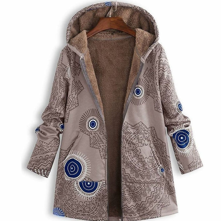 Luna | Women's Fleece-Lined Hooded Floral Coat Long Winter Jacket