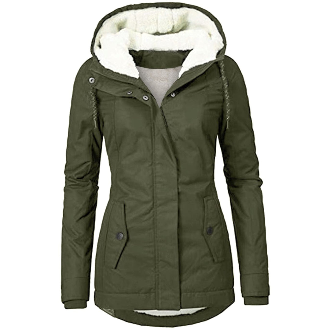 Aria | Women's Fleece-Lined Hooded Parka Coat Drawstring Curved Hem