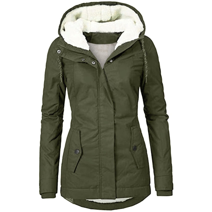 Aria | Women's Fleece-Lined Hooded Parka Coat Drawstring Curved Hem