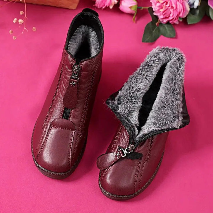 Ava | Women's Fleece-Lined Non-Slip Leather Ankle Boots