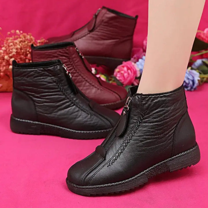 Ava | Women's Fleece-Lined Non-Slip Leather Ankle Boots
