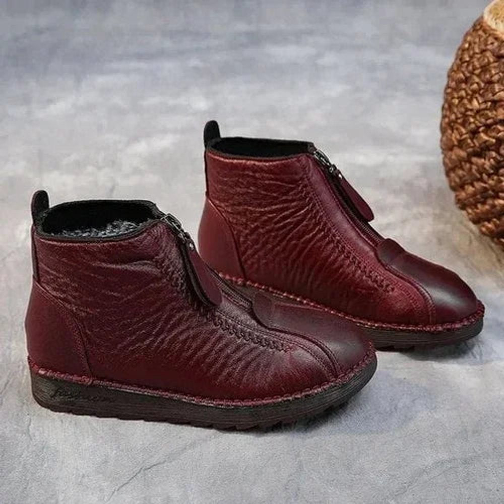 Ava | Women's Fleece-Lined Non-Slip Leather Ankle Boots