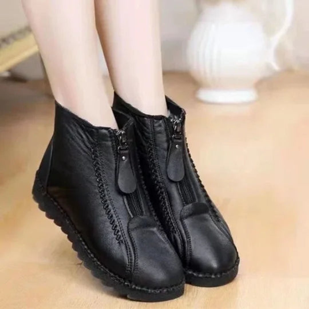 Ava | Women's Fleece-Lined Non-Slip Leather Ankle Boots