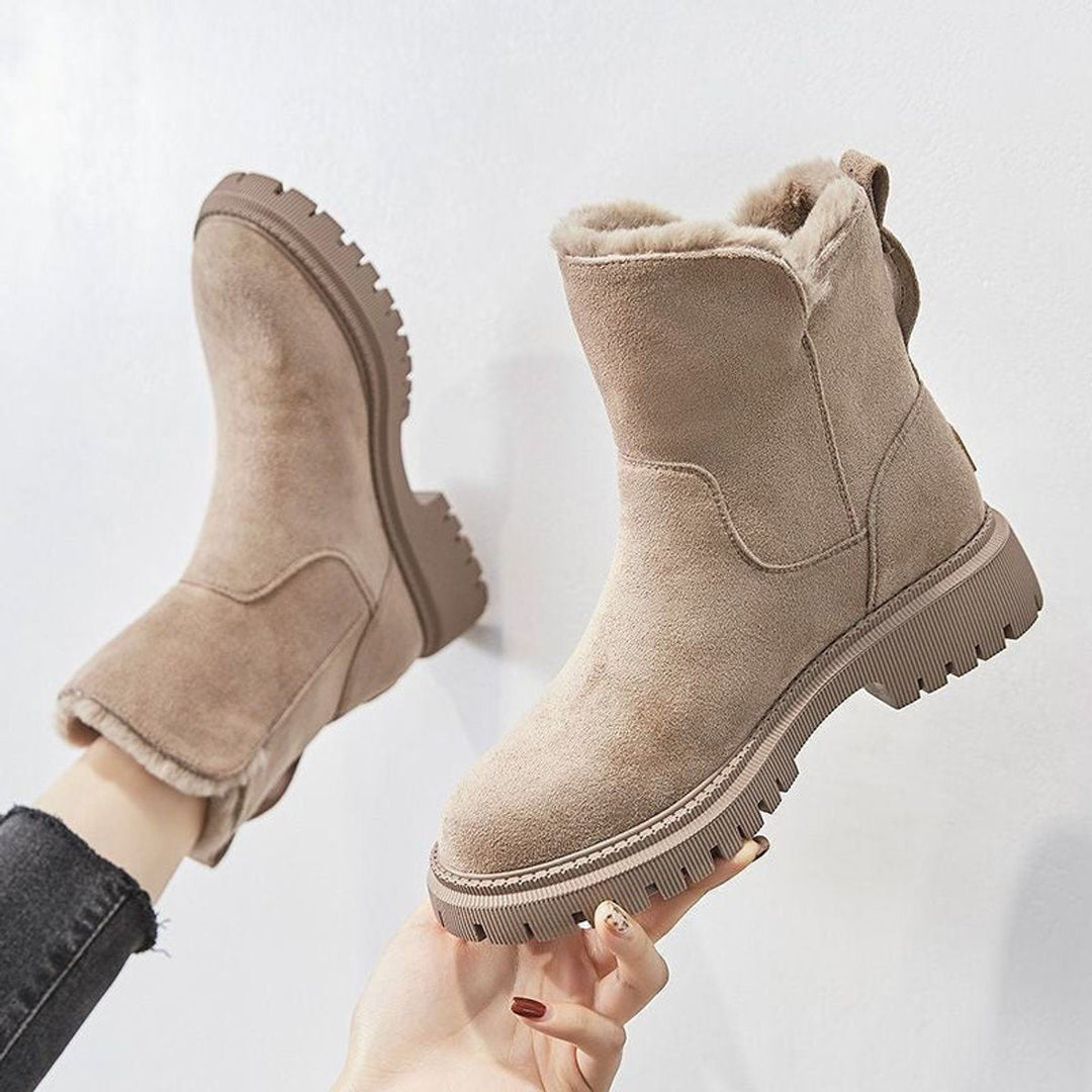 Sophia | Women's Fleece-Lined Suede Slip-On Ankle Boots