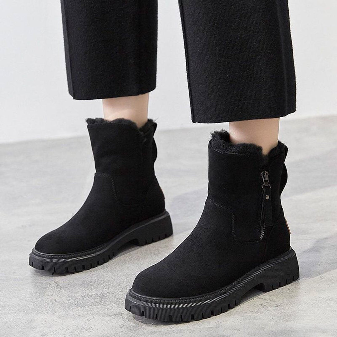 Sophia | Women's Fleece-Lined Suede Slip-On Ankle Boots