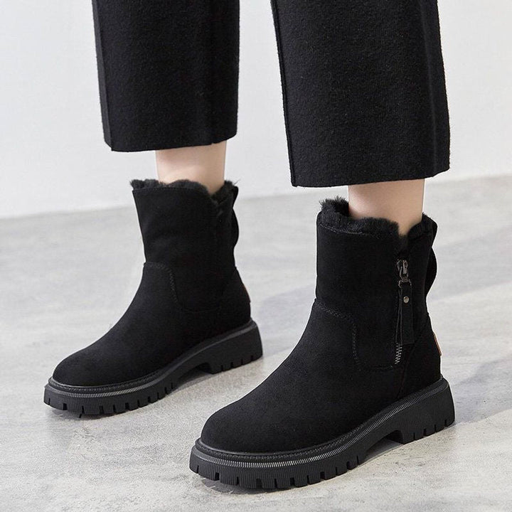 Sophia | Women's Fleece-Lined Suede Slip-On Ankle Boots