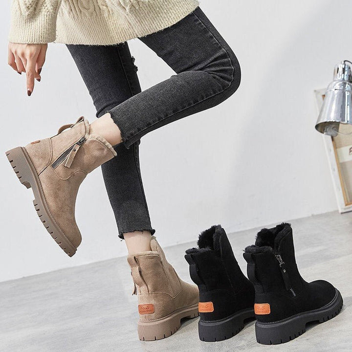 Sophia | Women's Fleece-Lined Suede Slip-On Ankle Boots