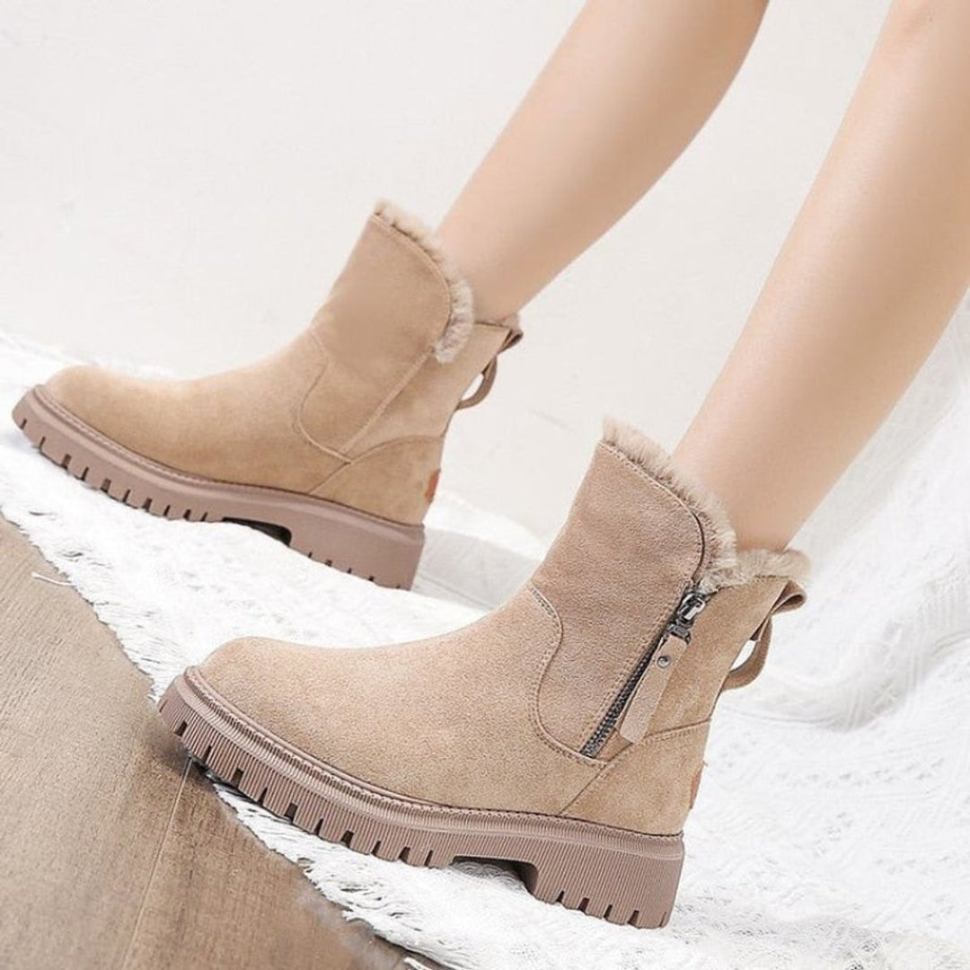Sophia | Women's Fleece-Lined Suede Slip-On Ankle Boots