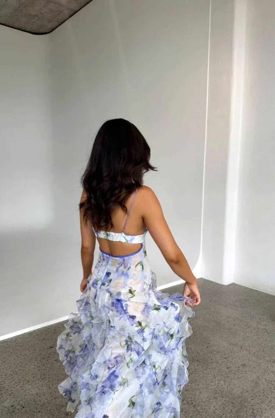 Riley | Women's Floral Ruffled Corset Strapless Maxi Dress