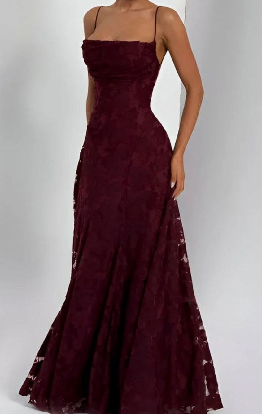 Riley | Women's Floral Spaghetti-Strap A-Line Pink Maxi Dress