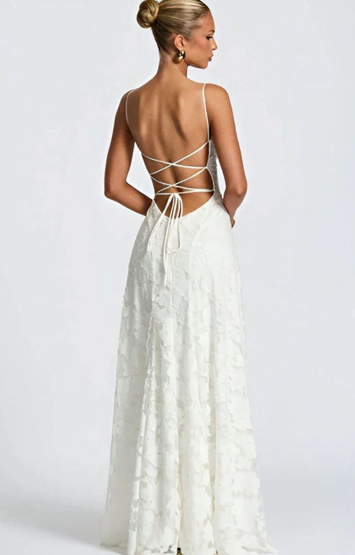 Riley | Women's Floral Spaghetti-Strap A-Line Pink Maxi Dress