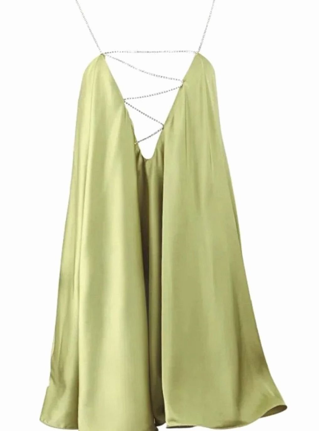 Emma | Women's Flowy Mini Wedding Guest Dress Rhinestone Chain Straps