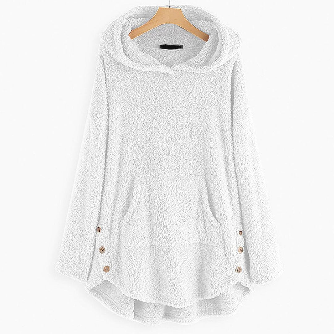 Charlotte | Women's Fluffy Plush Zip-Up Cat Print Hooded Sweater
