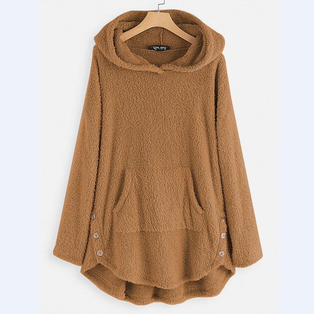 Charlotte | Women's Fluffy Plush Zip-Up Cat Print Hooded Sweater