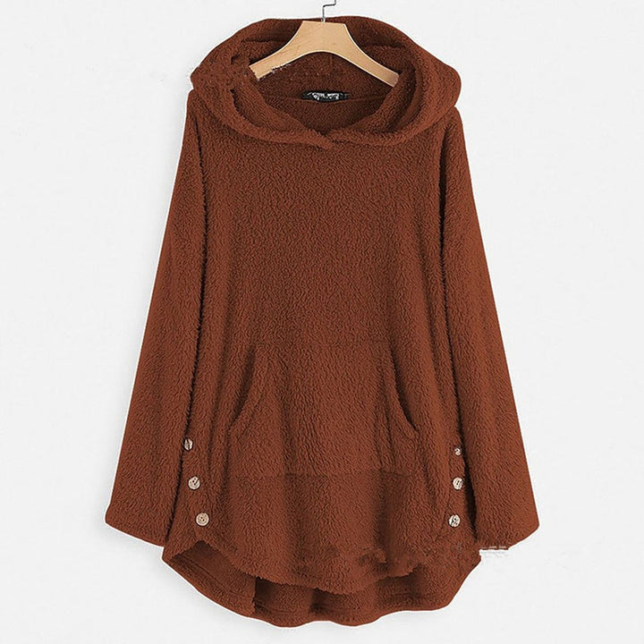 Charlotte | Women's Fluffy Plush Zip-Up Cat Print Hooded Sweater