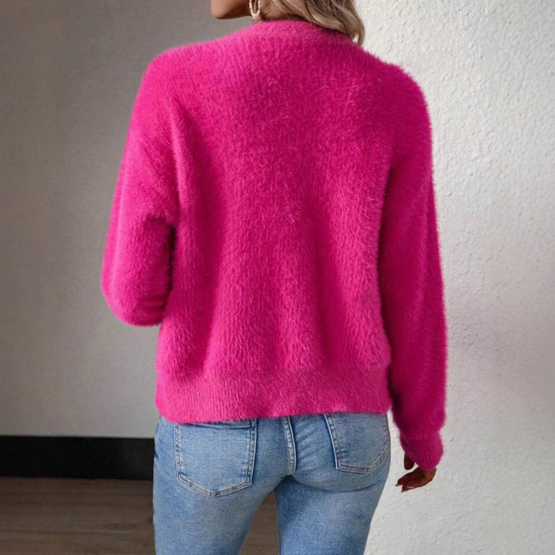 Charlotte | Women's Fluffy V-Neck Button-Front Knit Cardigan