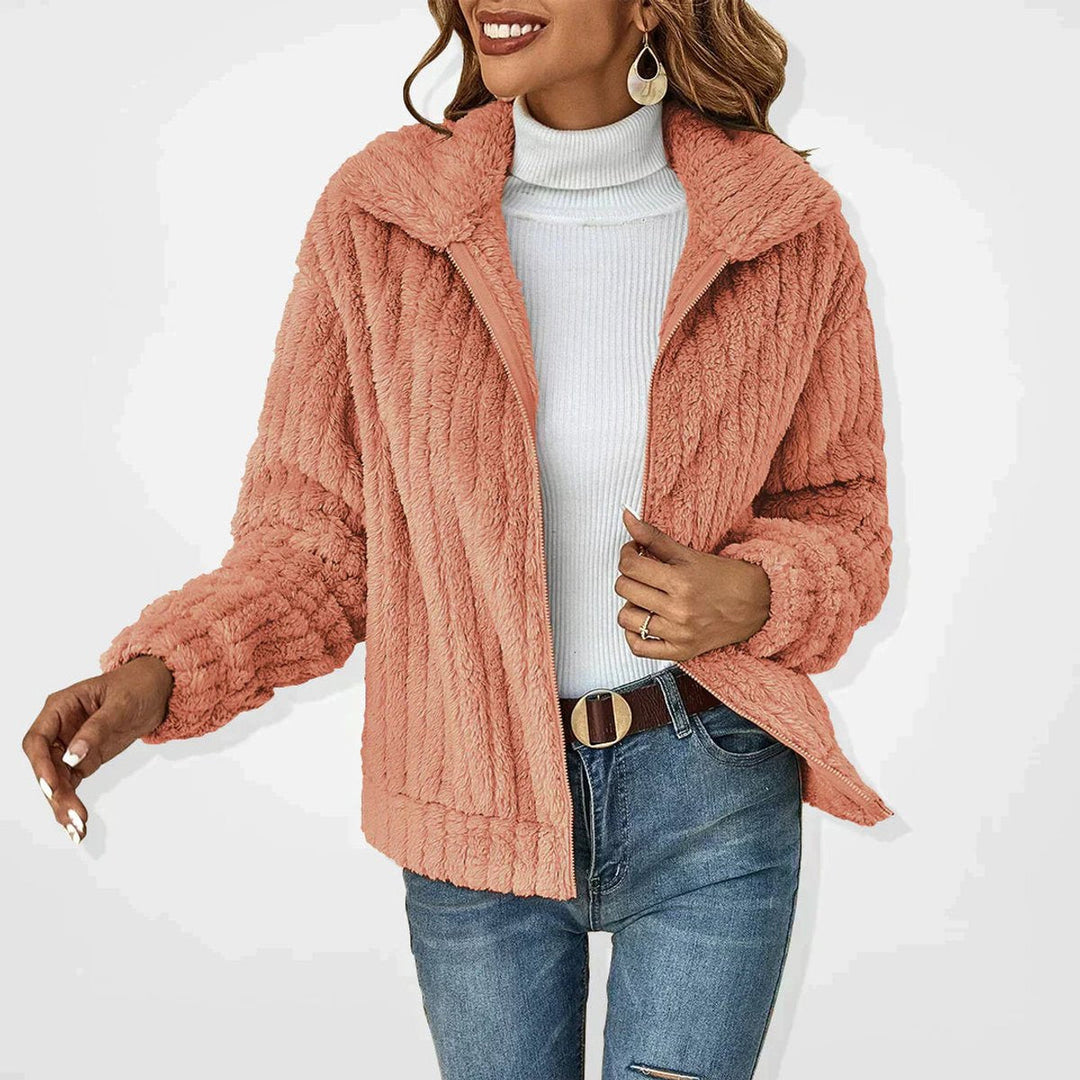 Aria | Women's Fluffy Zip-Up Quilted Jacket Oversized Fleece Coat