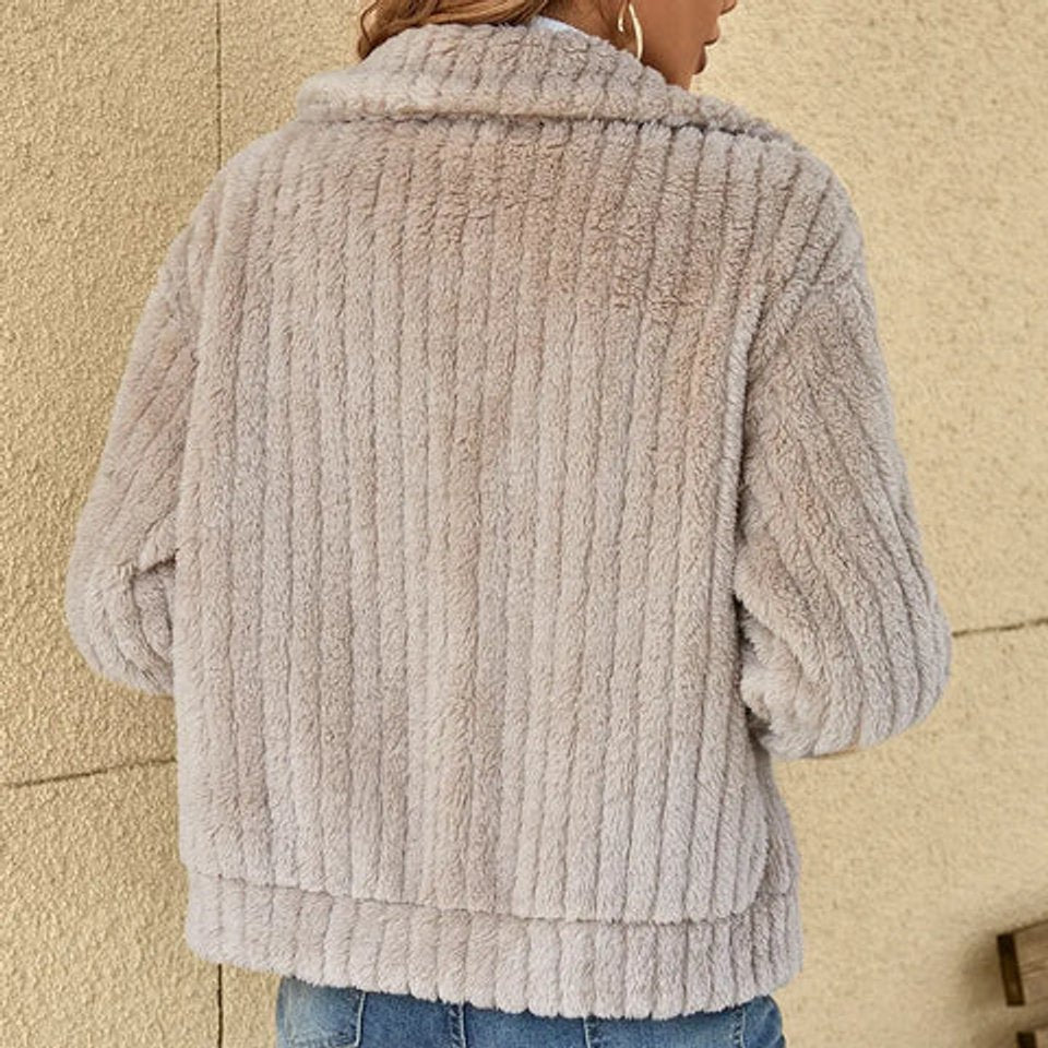 Aria | Women's Fluffy Zip-Up Quilted Jacket Oversized Fleece Coat