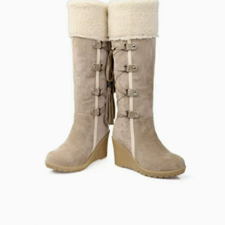 Nora | Women's Fur-Trimmed Wedge Heel Knee-High Winter Boots