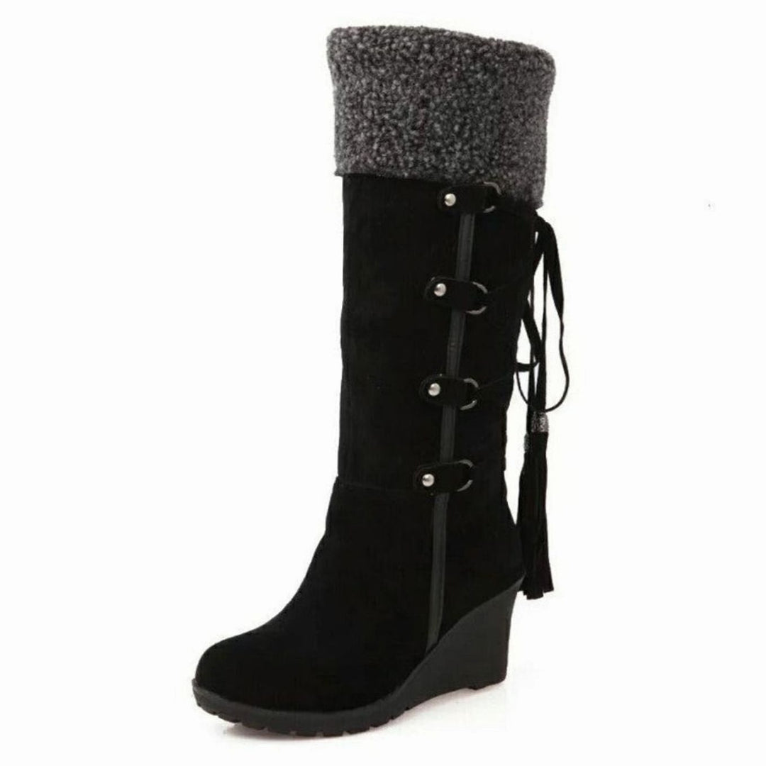 Nora | Women's Fur-Trimmed Wedge Heel Knee-High Winter Boots