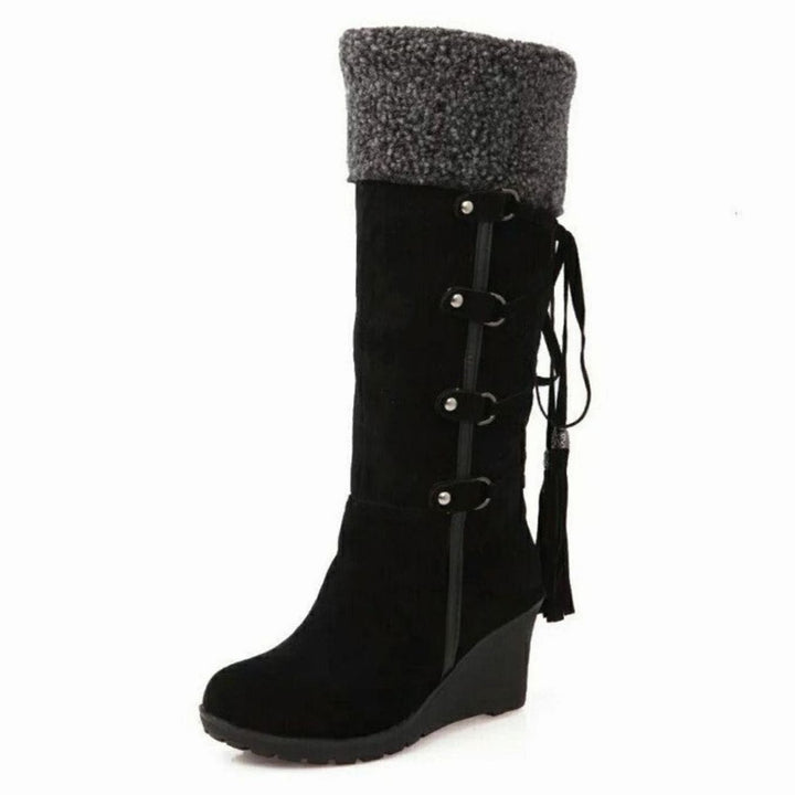 Nora | Women's Fur-Trimmed Wedge Heel Knee-High Winter Boots