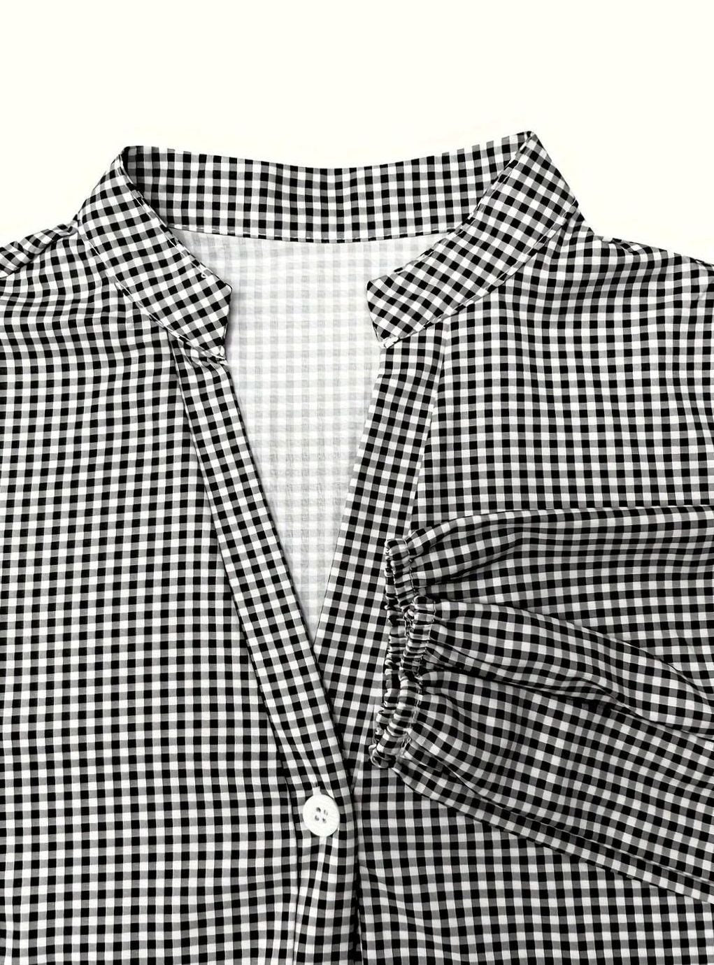Isabella | Women's Gingham Button-Front Ruffle Hem Mini Dress