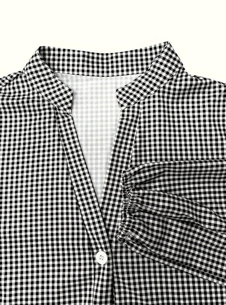 Isabella | Women's Gingham Button-Front Ruffle Hem Mini Dress
