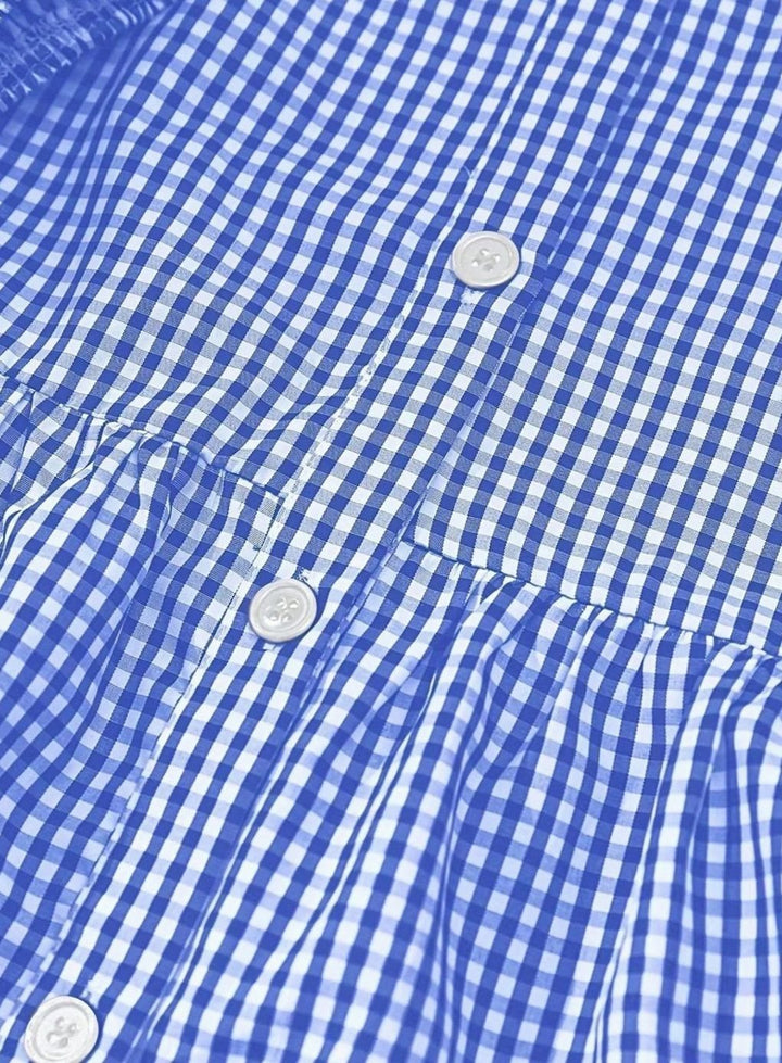 Isabella | Women's Gingham Button-Front Ruffle Hem Mini Dress