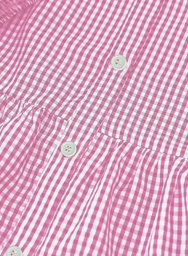 Isabella | Women's Gingham Button-Front Ruffle Hem Mini Dress