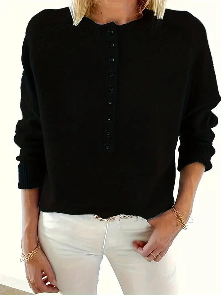 Sophia | Women's Half-Button V-Neck Pullover Knit Sweater