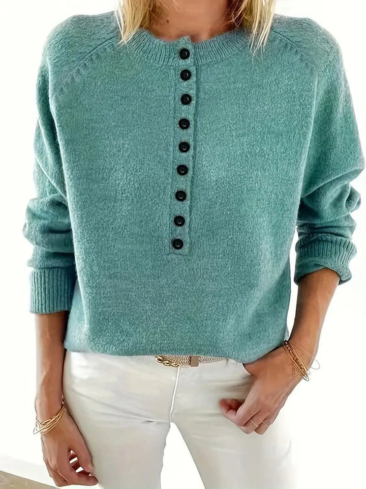 Sophia | Women's Half-Button V-Neck Pullover Knit Sweater
