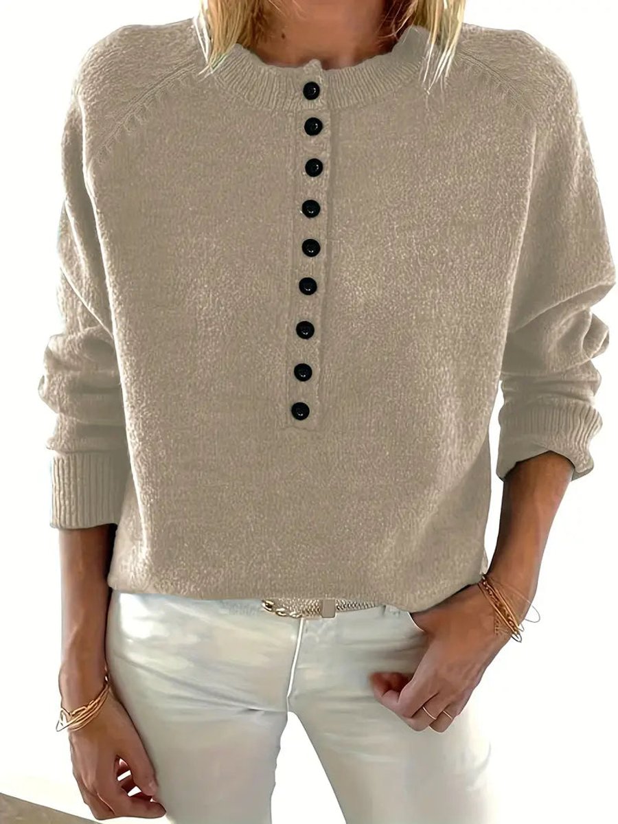 Sophia | Women's Half-Button V-Neck Pullover Knit Sweater