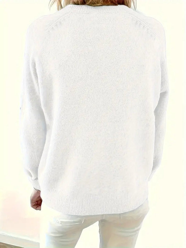 Sophia | Women's Half-Button V-Neck Pullover Knit Sweater