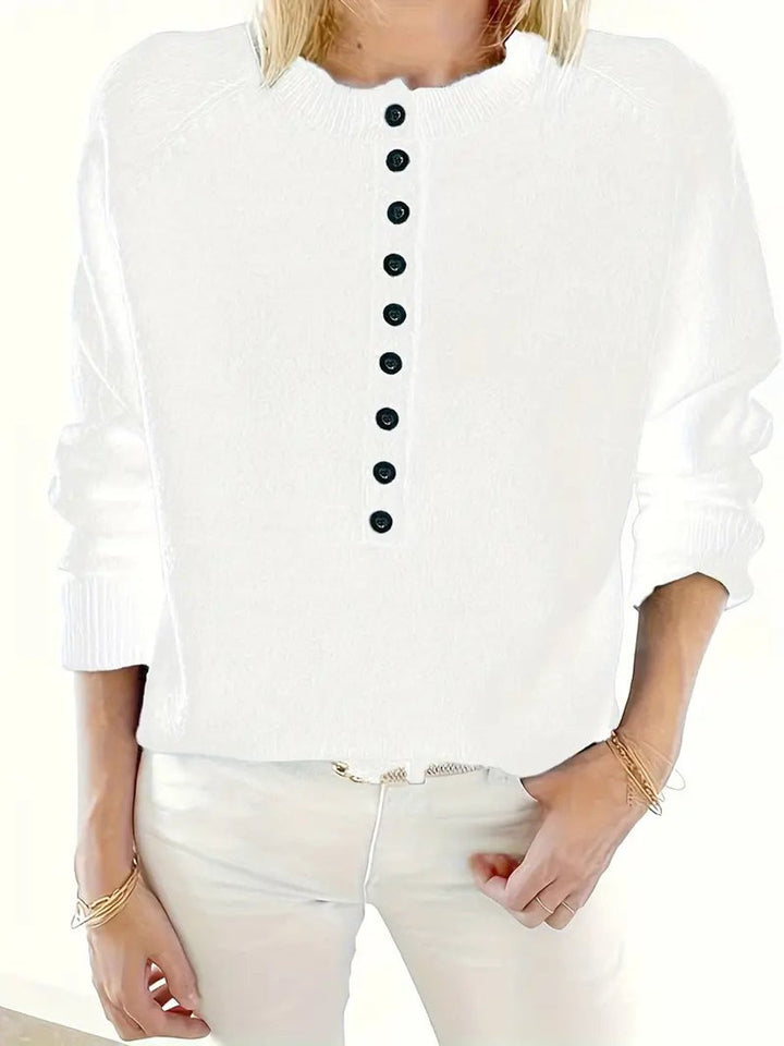 Sophia | Women's Half-Button V-Neck Pullover Knit Sweater