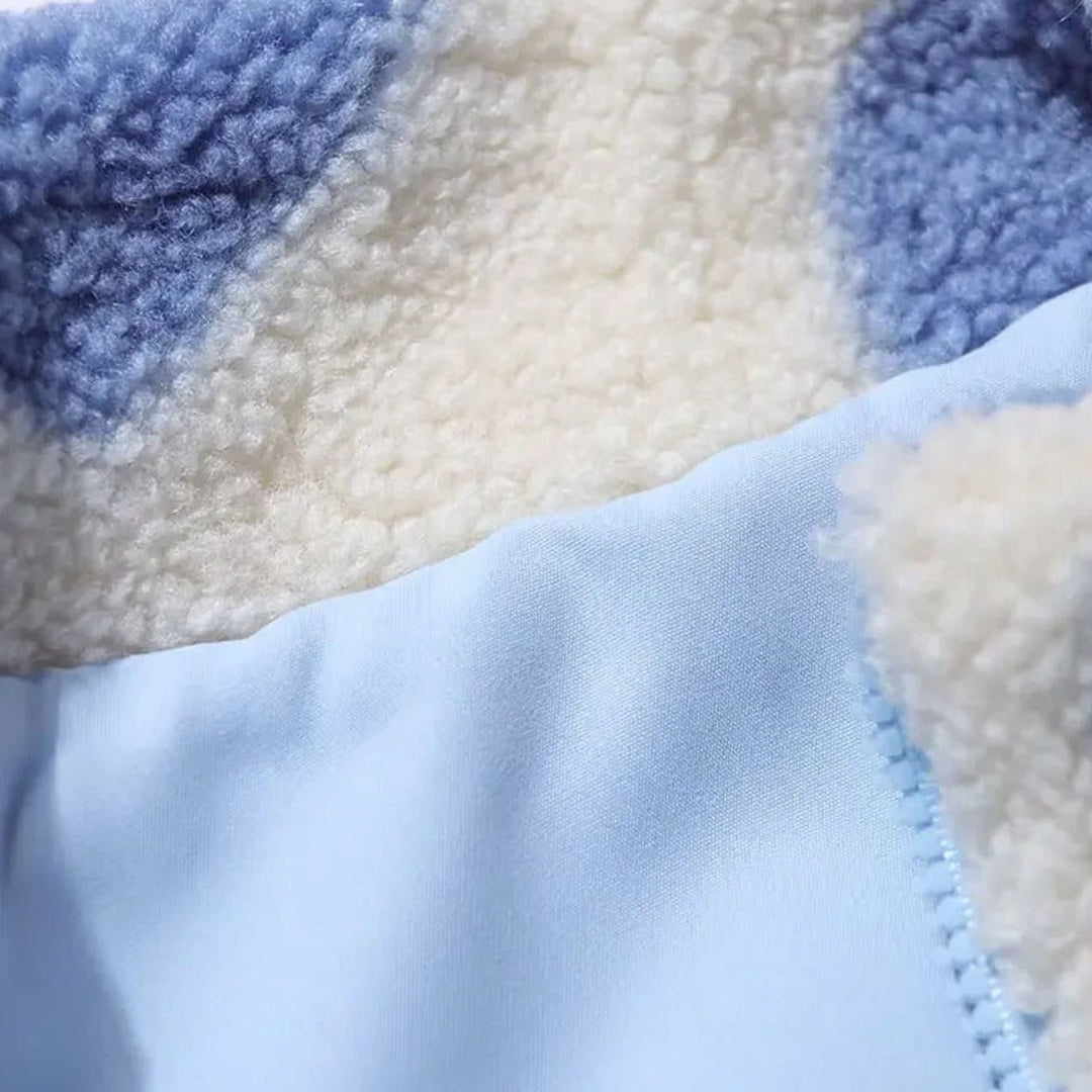 Zoey | Women's Heart-Print Sherpa Zip-Up Fleece Jacket