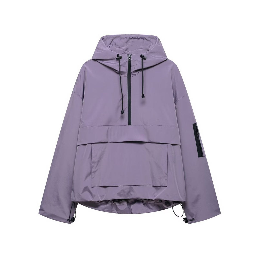 Harper | Women's Hooded Anorak Pullover Quilted Jacket Half-Zip Windproof