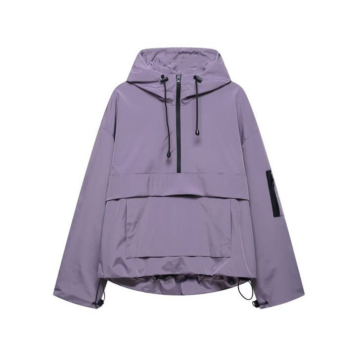 Harper | Women's Hooded Anorak Pullover Quilted Jacket Half-Zip Windproof
