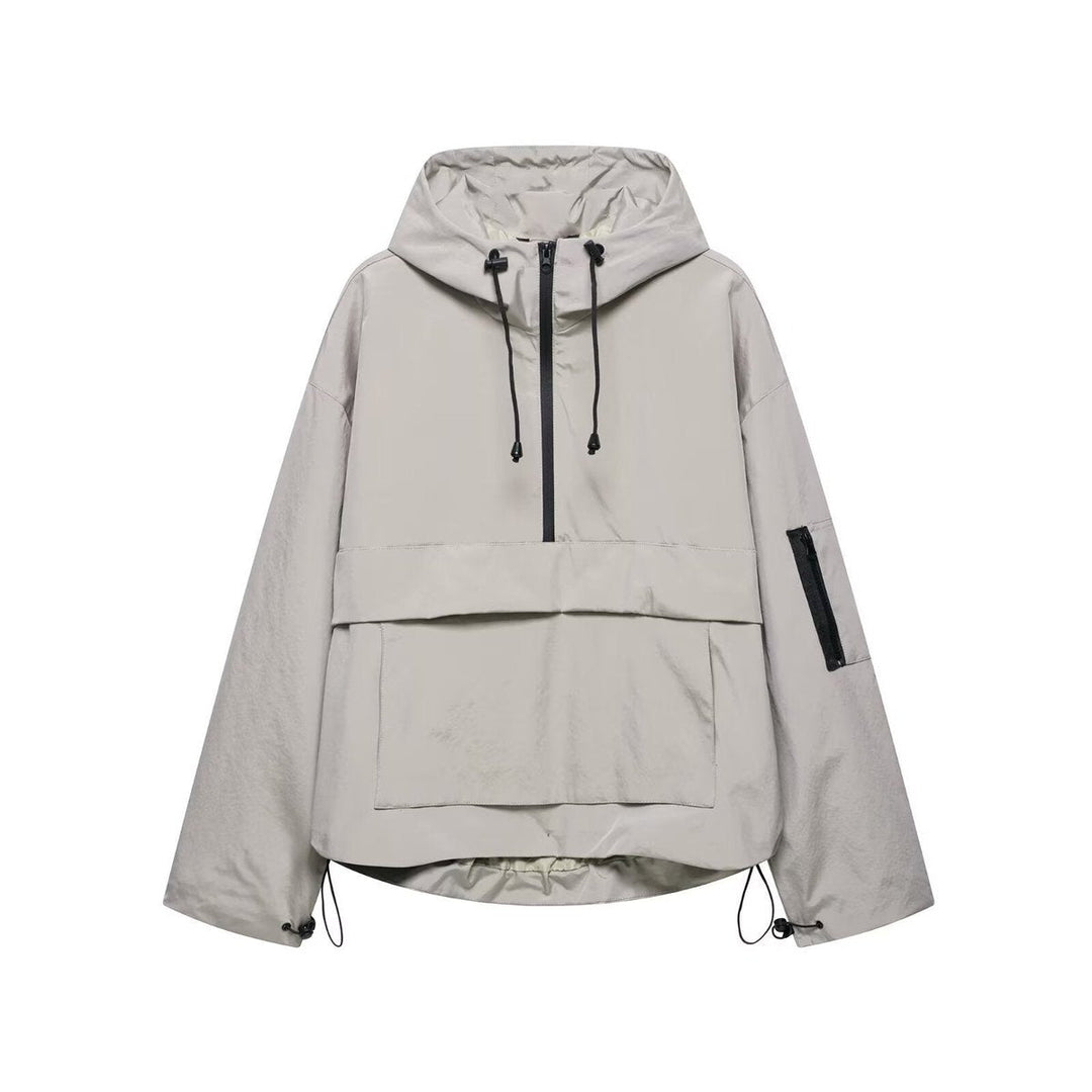 Harper | Women's Hooded Anorak Pullover Quilted Jacket Half-Zip Windproof