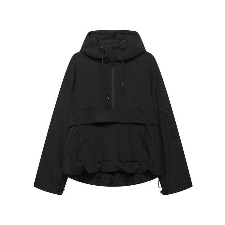 Harper | Women's Hooded Anorak Pullover Quilted Jacket Half-Zip Windproof