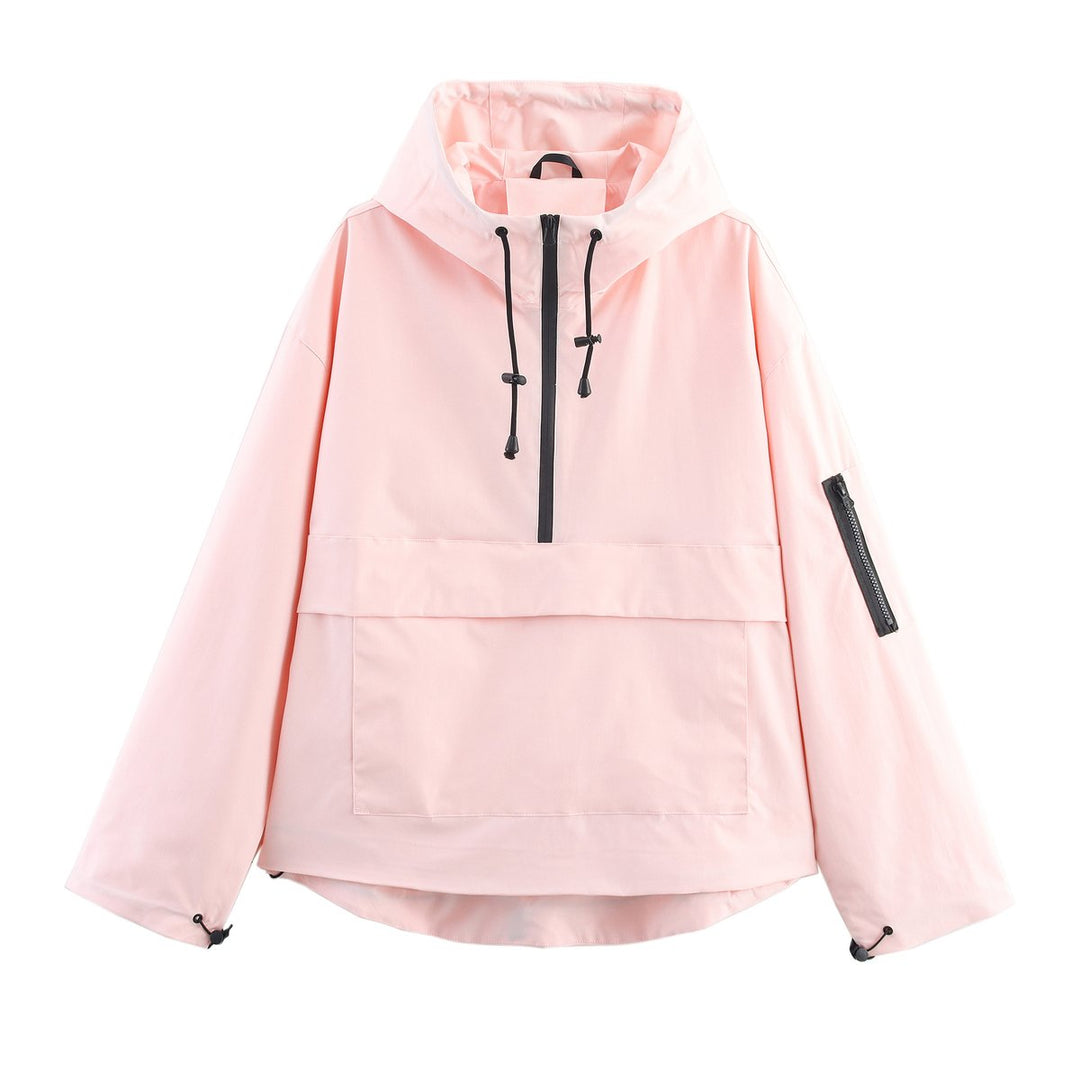 Harper | Women's Hooded Anorak Pullover Quilted Jacket Half-Zip Windproof