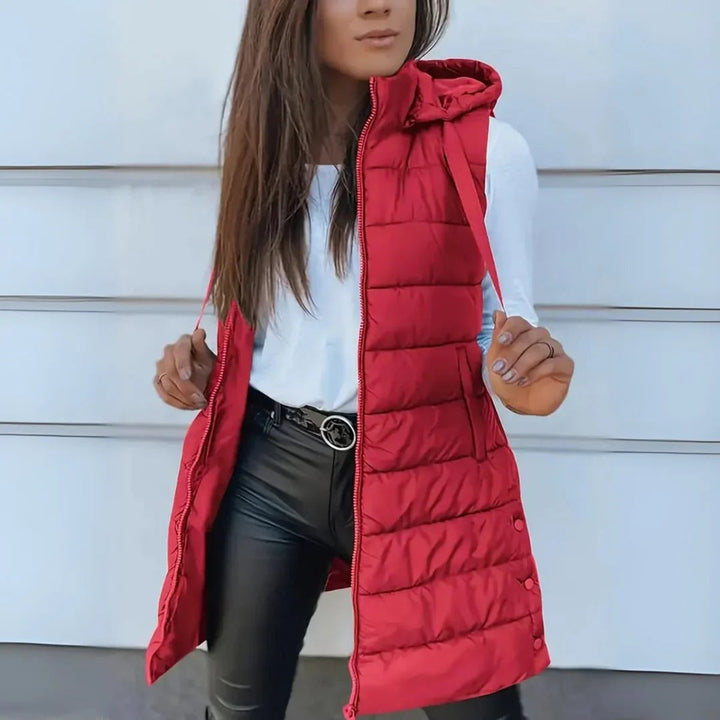 Luna | Women's Hooded Long Sleeveless Puffer Vest Lightweight Layering Gilet