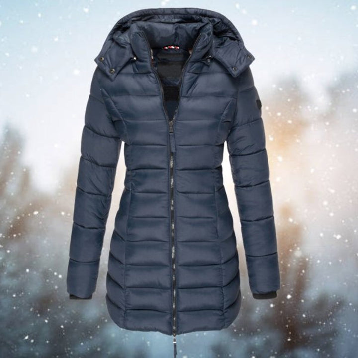 Camila | Women's Hooded Longline Quilted Jacket Zip-Up Puffer Coat