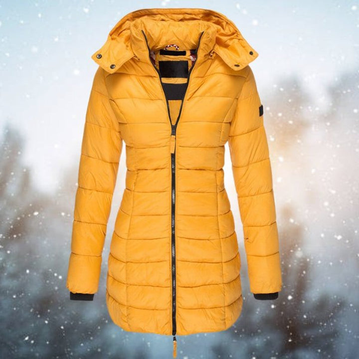 Camila | Women's Hooded Longline Quilted Jacket Zip-Up Puffer Coat